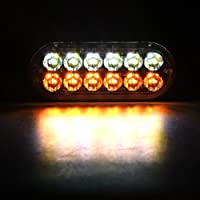 Qii lu 12-24V Camión Coche 12 LED Flash Estroboscópico Luz de advertencia de emergencia Luces intermitentes(Blanco…